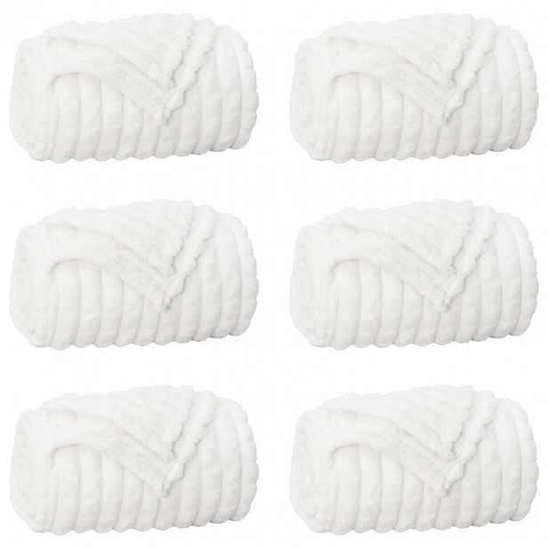 vidaXL Dekorační deky 6 ks Bílá 150 x 130 cm 2.75 kg Fleece