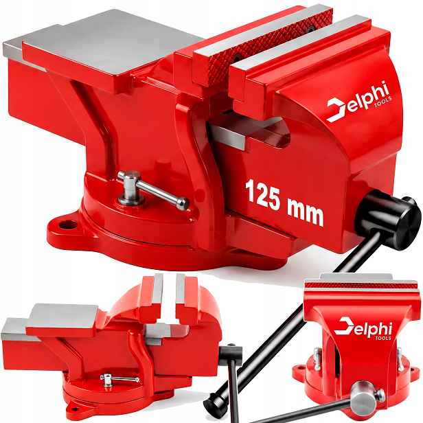 Zámečnický Stolní Svěrák Otočný 125 MM S Litinovou Kovadlinou 360° 9,8 Kg