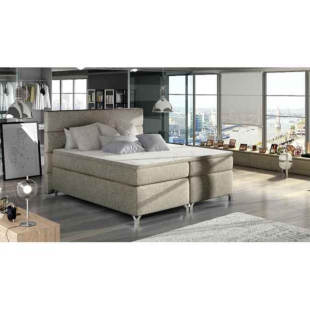 Boxspring Amadeo Rozměr: 160 x 200 cm, látka: Dora 22, Varianta: Bez LED osvětlení