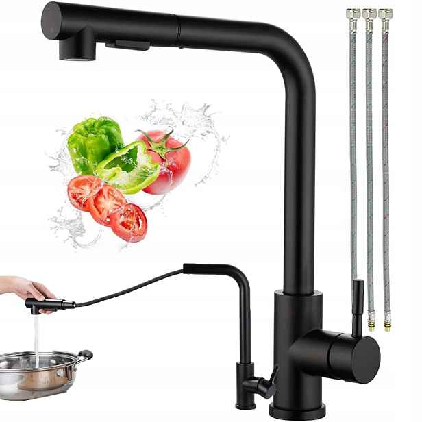 Kuchyňská Baterie Flexibilní Ramínko Kohoutek Ohebné Ramínko Do Kuchyně Černá
