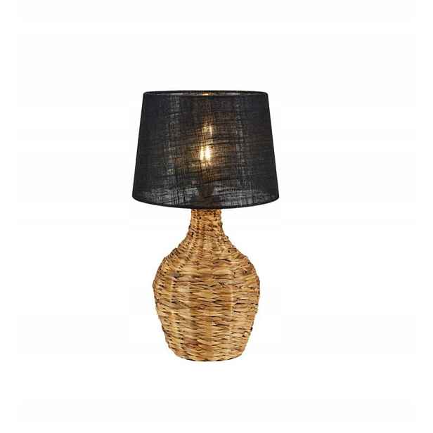 Stolní lampa Paglia Table s černým stínidlem a ratanovou základnou Markslojd