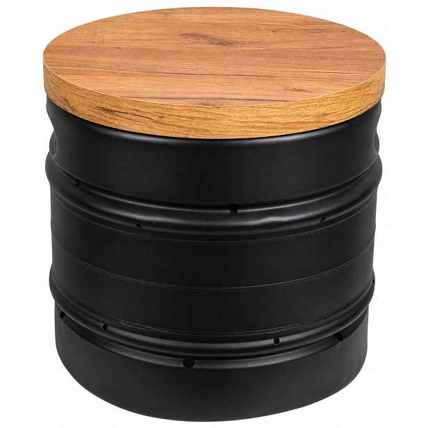 Taburet s dřevěným sedákem loft moderní Keg Taboret obývací pokoj dílna