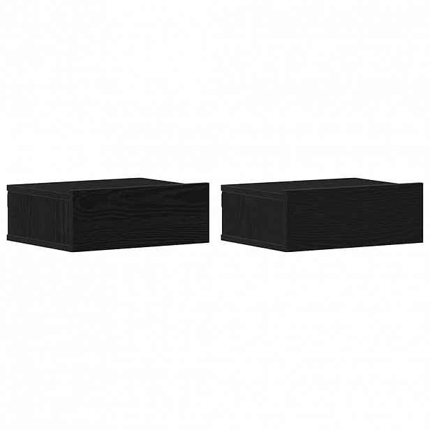 vidaXL Plovoucí noční stolky 2 ks černý dub 40 x 32 x 15 cm, konstrukční dřevo