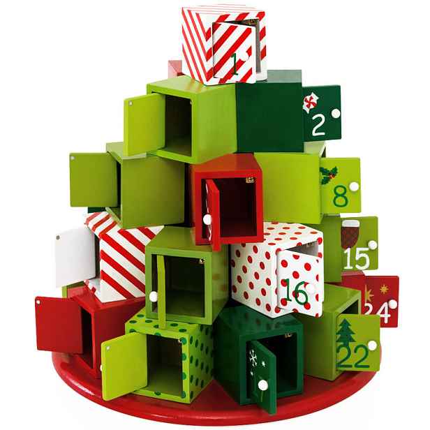Dřevěný Adventní Kalendář S Vánoční Pyramidou