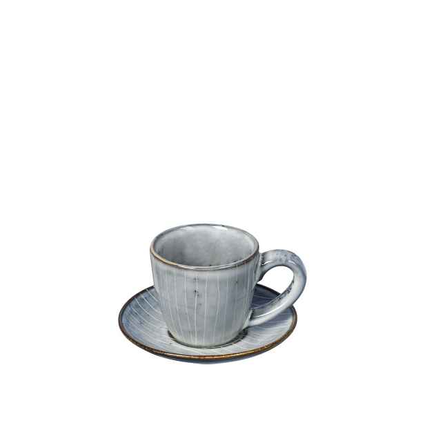 Kameninový šálek na espresso s podšálkem 50 ml Broste NORDIC SEA - modrý