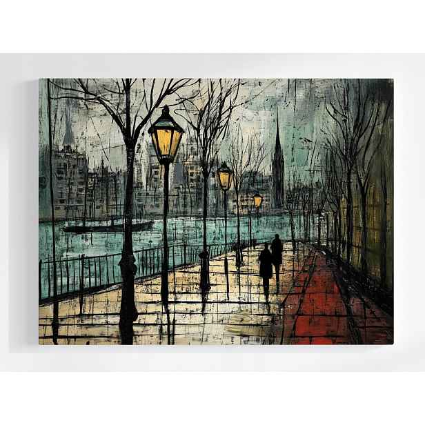 Plakát Město Řeka Ulice Promenáda Lidé Procházka 100x75