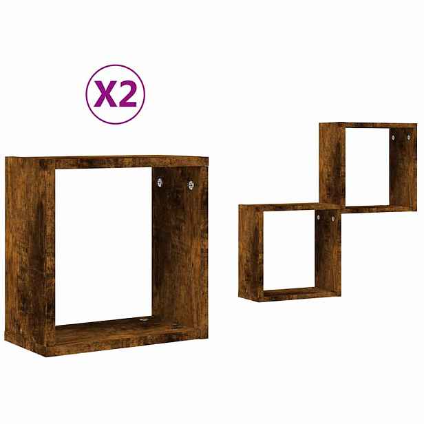 vidaXL Nástěnné police kostky 2 ks kouřový dub 30 x 15 x 30 cm