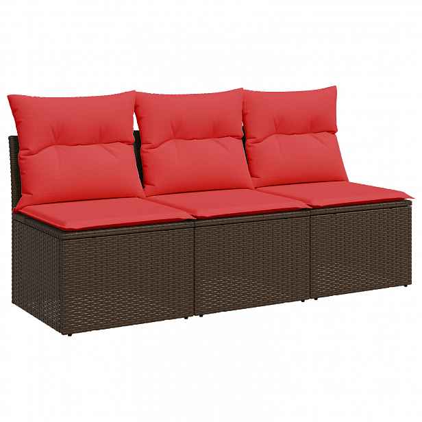 vidaXL Zahradní sofa s polštářem Hnědá 165 x 62 x 69 cm Poly ratan