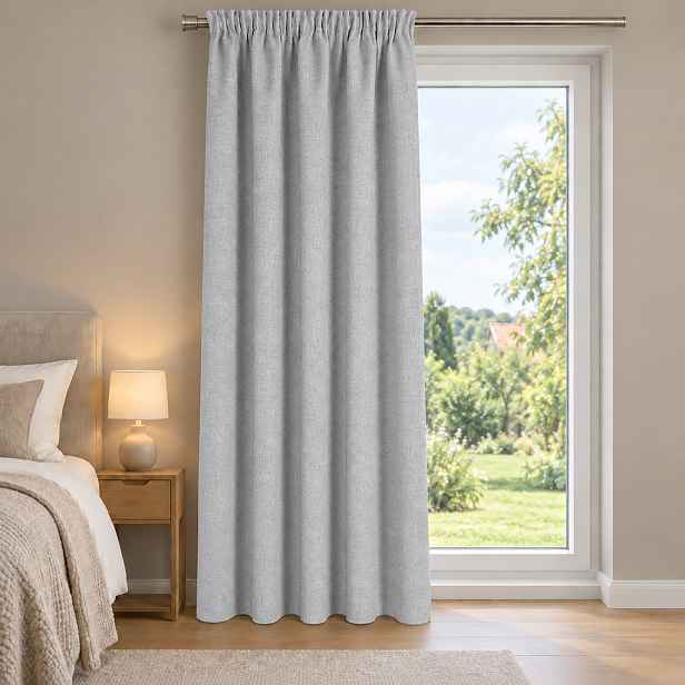 100% zatemňující závěs ISMERA šedý s řasící páskou 135×270 cm