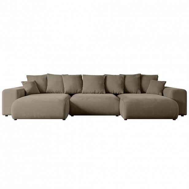 ALTDECOR SEDACÍ SOUPRAVA s funkcí lůžka ESKAR-U – 364 x 176 x 72 cm, hnědá barva, velur
