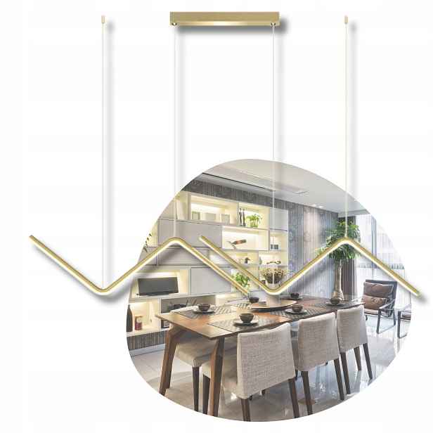 Stropní Závěsná Lampa Zyg Zag Zlatá Integrovaná Led Moderní Nad Ostrovem