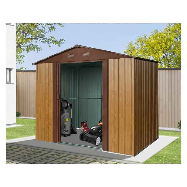Zahradní domek BestBerg ZDB-4D / 4,1 m² / 236 x 174 x 206 cm / dekor dřevo/hnědá