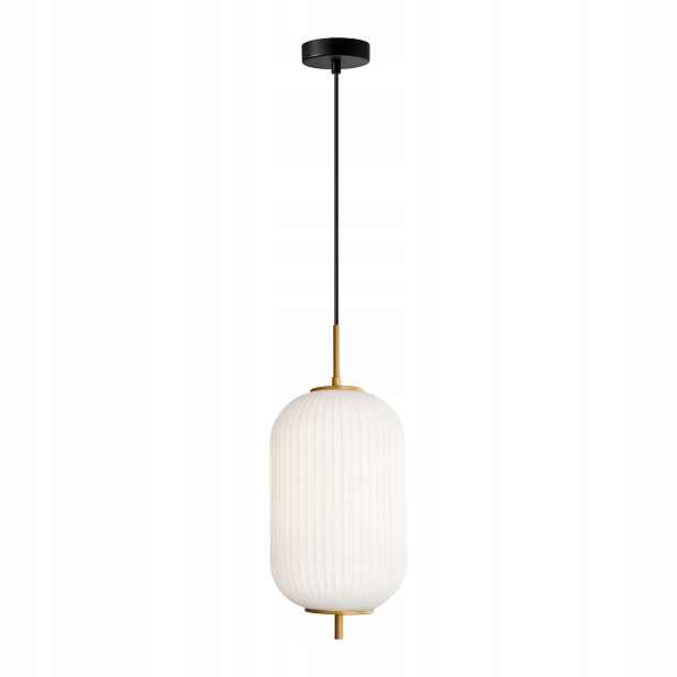 Závěsná lampa z černo-zlaté skla E27 Italux Olmeto do obývacího pokoje