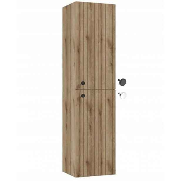 Koupelnový sloupek závěsná skříňka s rýhovaným dekorem dub evoke 140x35 cm