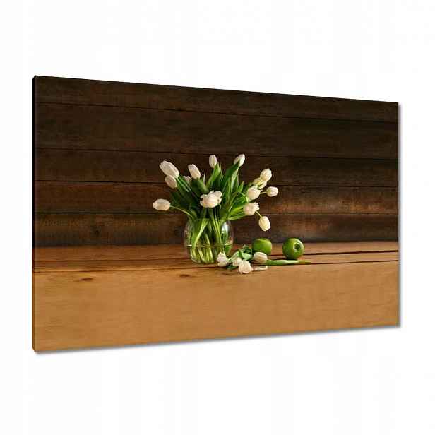 Obrazy 120x80 Bílé tulipány ve váze