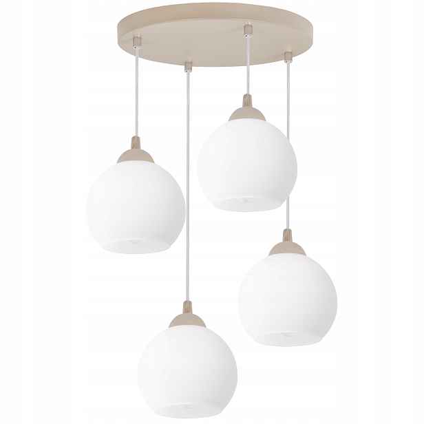 Závěsná Stropní Lampa Lustr Béžová Skleněné Koule Japandi Do Kuchyně E27