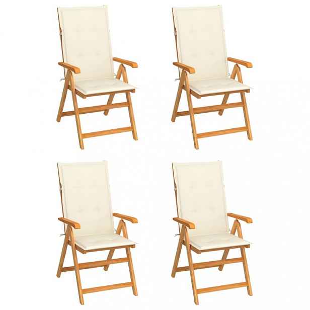 Zahradní židle 4 ks teak / látka Krémová