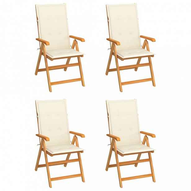 Zahradní židle 4 ks teak / látka Krémová