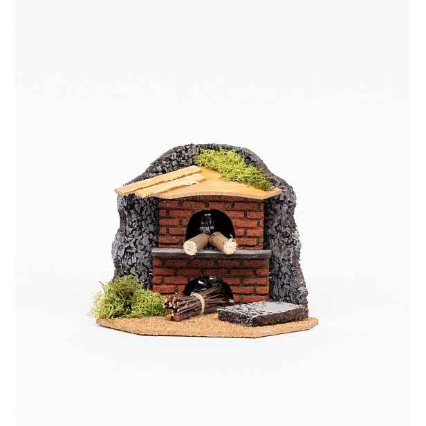 Fontanini Dřevěná kamna s osvětlením 220 V, 16 cm