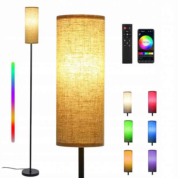 Lampa Podlahová Stojící Lampa Rgb E27 173 CM Loft Na Čtení Kovová