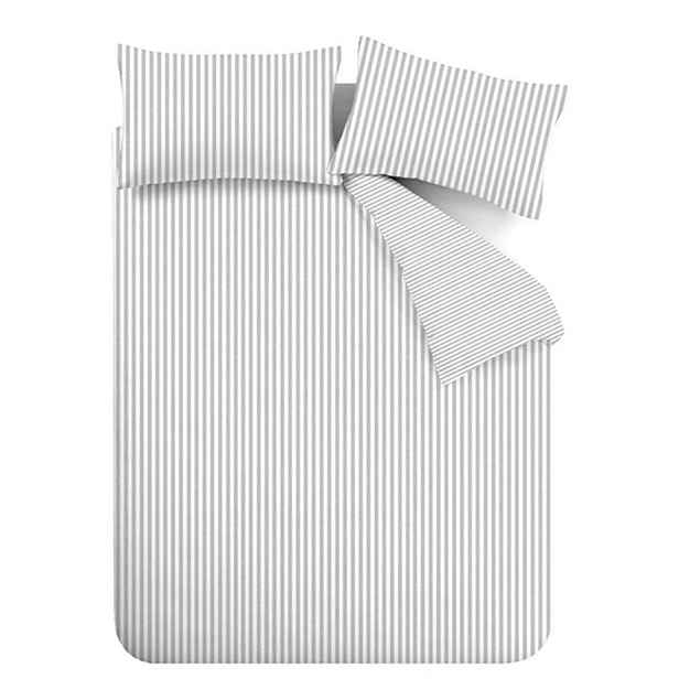 Šedé flanelové povlečení na dvoulůžko 200x200 cm Stripe – Catherine Lansfield