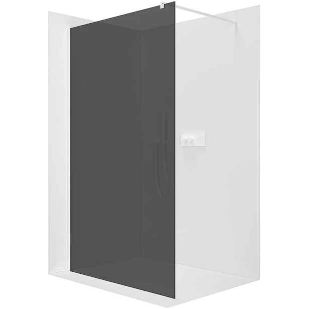 Sprchová zástěna Walk-in Onyx Round L/P - 8 mm - kulatá vzpěra - bílá matná, grafitové sklo - 80x200 cm