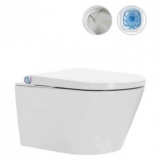 WC závěsné s integrovaným elektronickým bidetem Cronus Standard, Vortex Rimless 180° + SoftClose sedátko - bílá lesklá - 59,3x38,4 cm