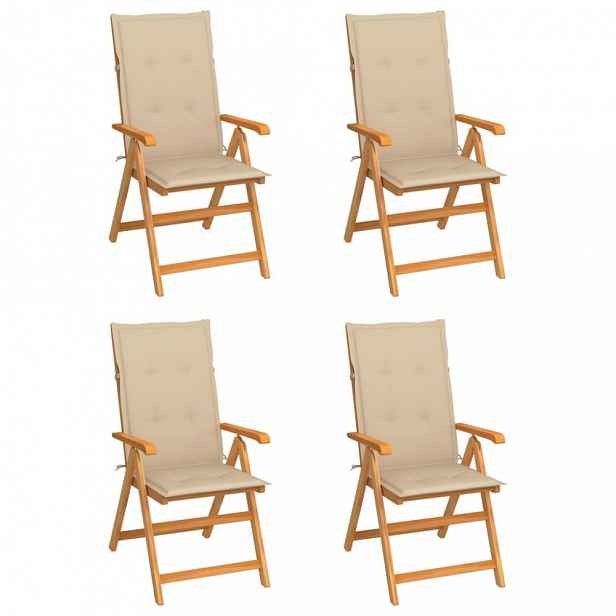 Zahradní židle 4 ks teak / látka Béžová