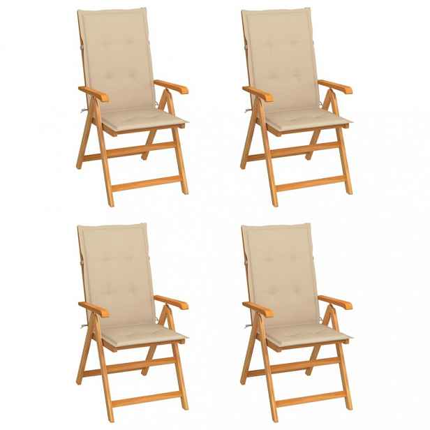Zahradní židle 4 ks teak / látka Béžová