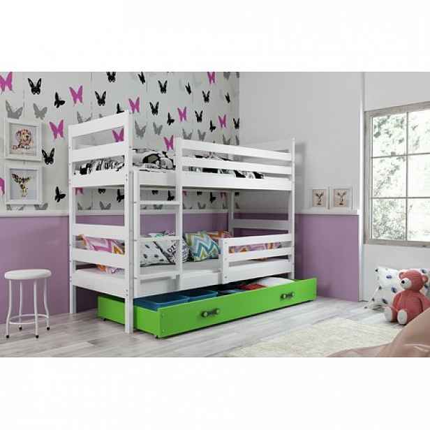 Dětská patrová postel ERYK 190x80 cm Zelená Bílá