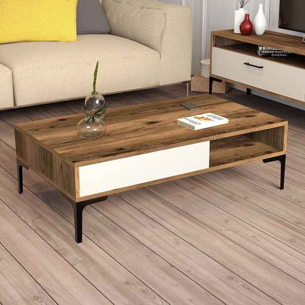 Konferenční stolek Istanbul - Walnut, Cream