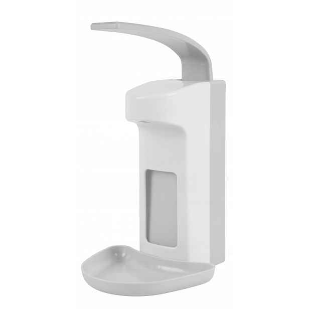 Loketní dávkovač mýdla a dezinfekčního prostředku 0,5 l 601 Bílý s táckem