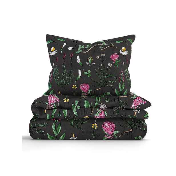 MKLuzkoviny.cz Bavlněné povlečení Renforcé - Herbář černý- 140 × 200 cm - 70 x 90 cm