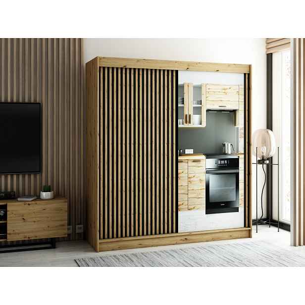 Šatní skříň Abi Lamelo 2 Barva korpusu: Dub artisan, Rozměry: 200 cm