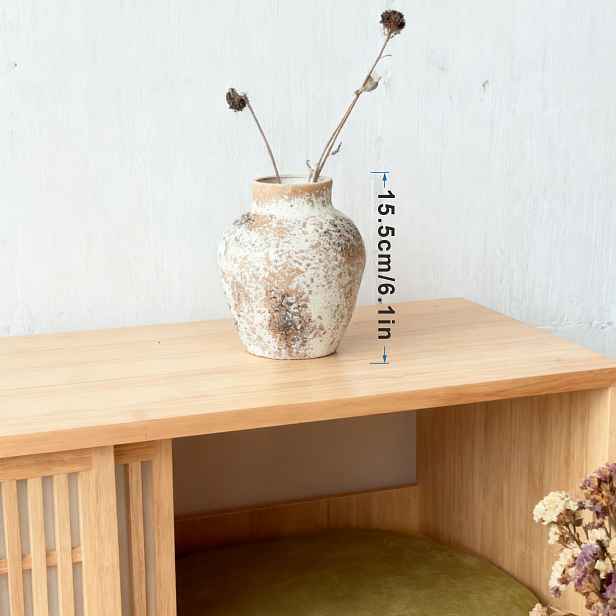 TEMU Bohémská Keramická Váza | Kulatý Cylindrický Design | Zemitý Tón | Ideální pro Sušené Květiny & Domácí Dekoraci | Perfektní pro Obývací Pokoj a