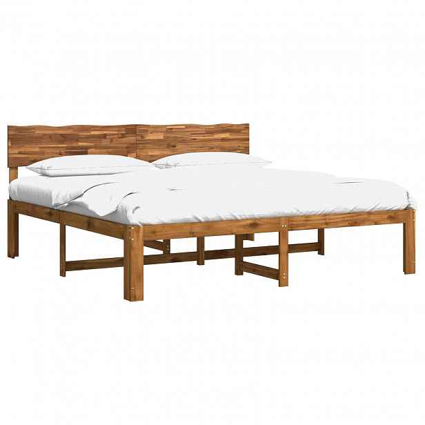 vidaXL Dvoulůžkový rám postele s čelem ROSTOCK Přírodní 193 x 203 cm