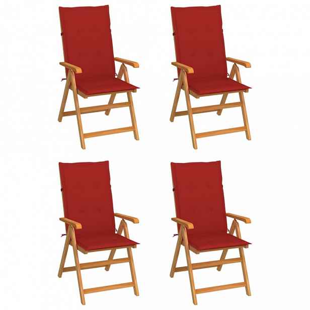 Zahradní židle 4 ks teak / látka Červená