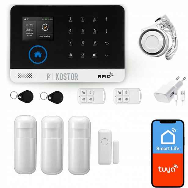 Bezdrátový alarm Gsm WiFi s aplikací Tuya, sada, Kostor SAD004A