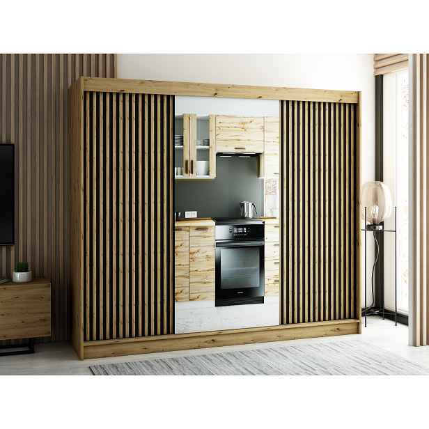 Šatní skříň Abi Lamelo 2 Barva korpusu: Dub artisan, Rozměry: 250 cm