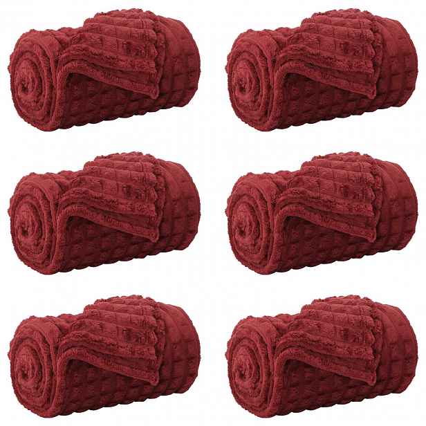 vidaXL Dekorační deky 6 ks Bordeaux červená 200 x 150 cm 4.5 kg Fleece