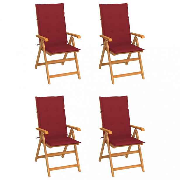 Zahradní židle 4 ks teak / látka Vínová