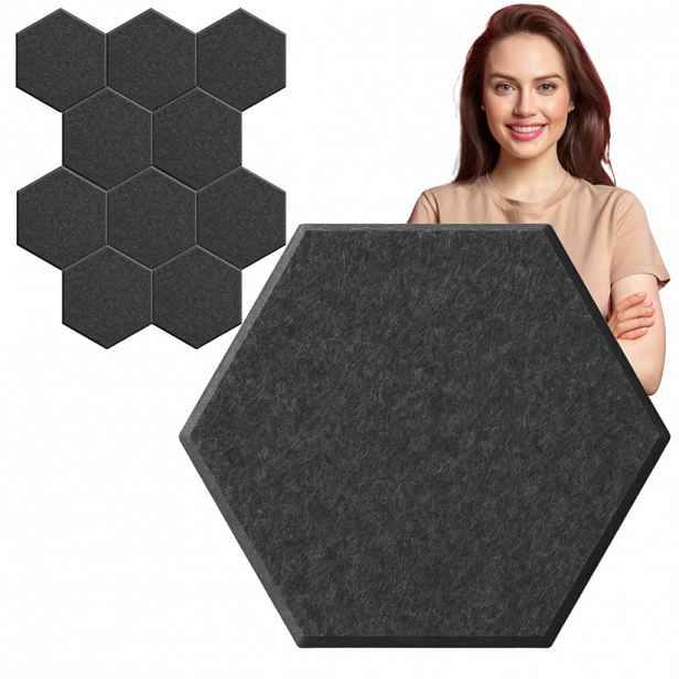 Akustický 3D nástěnný panel samolepicí šestihranný filcový panel na zeď, šedý