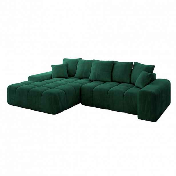 ALTDECOR ROHOVÁ SEDACÍ SOUPRAVA s otomanem vlevo ENSI-L – 267 x 164 x 69 cm, tmavě zelená