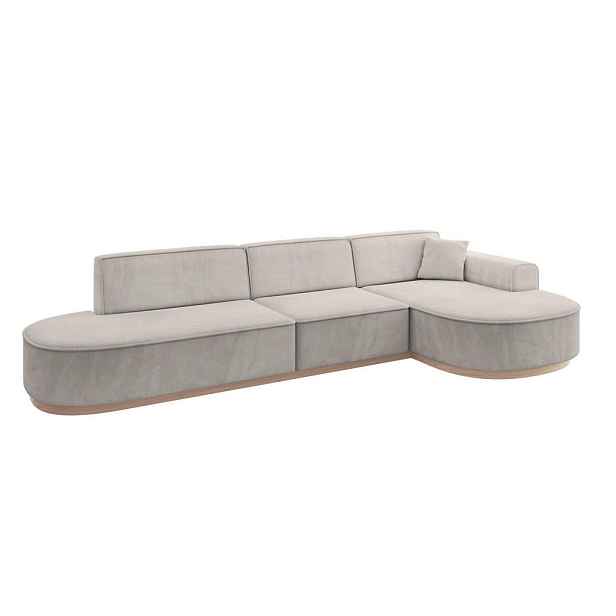 ALTDECOR ROHOVÁ SEDAČKA s otomanem, pravá MARI-L2-v1 328x171x83 Světle hnědá Velur