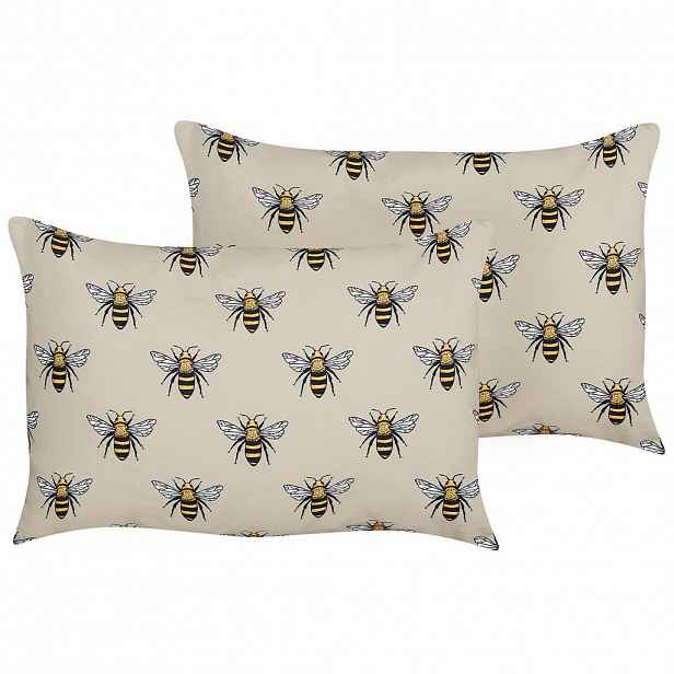 Beliani ZAHRADNÍ POLŠTÁŘ sada 2 ks Bienenmuster béžový 40/60 cm Canneto