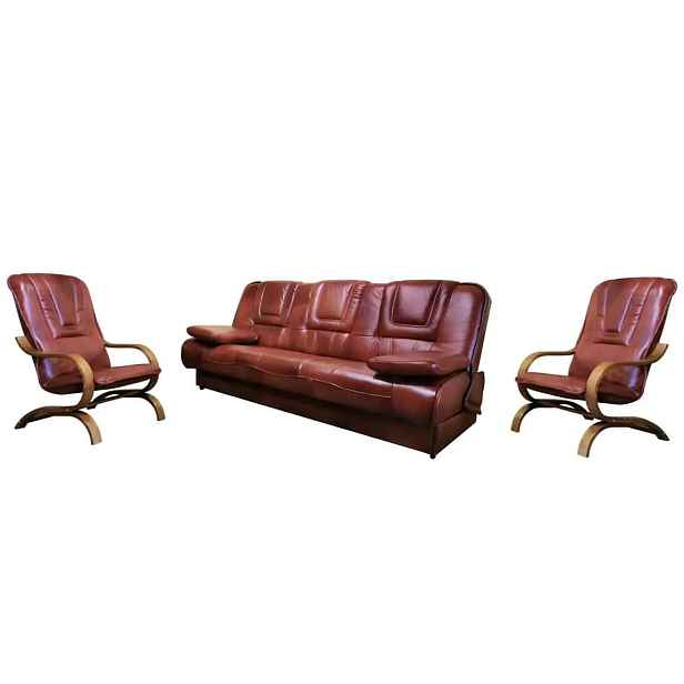 Casarredo Sedací souprava ERIKA BL 3+1+1 kůže S42/dřevo rustikal