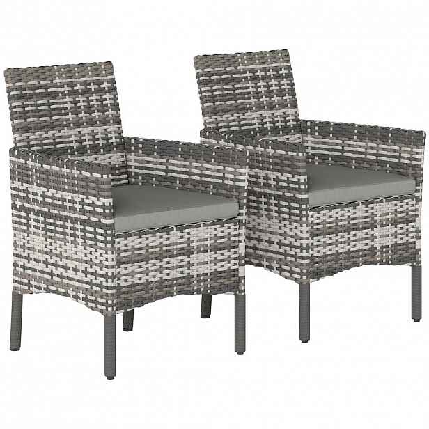 Outsunny SADA 2 ratanových židlí PE-Rattan ocel šedá