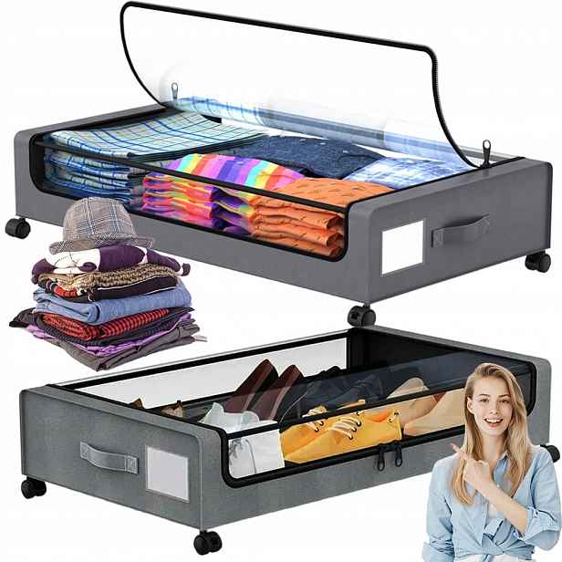 úložná krabička s etiketou 80 cm šedá pro velké předměty