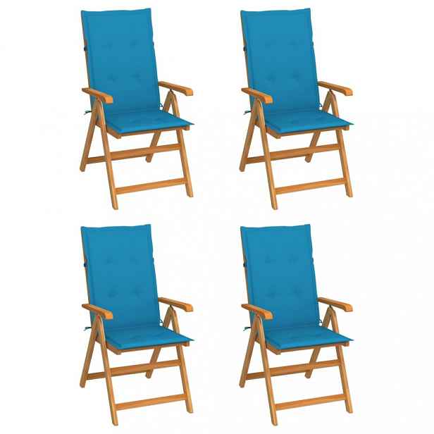 Zahradní židle 4 ks teak / látka Světle modrá