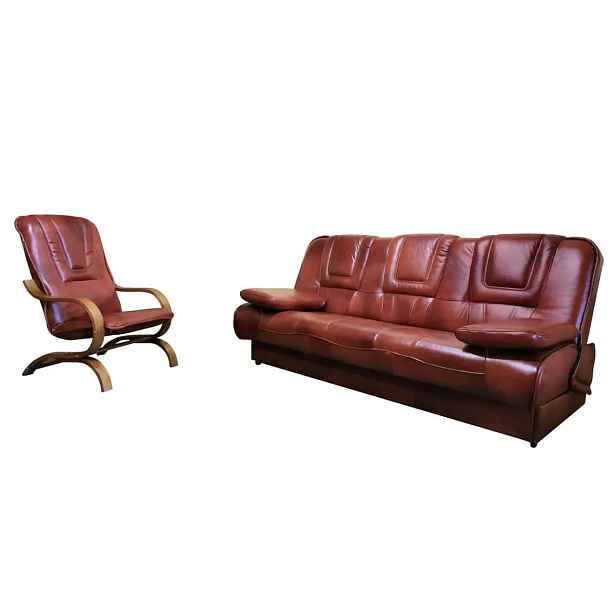 Casarredo Sedací souprava ERIKA BL 3+1 kůže S42/dřevo rustikal